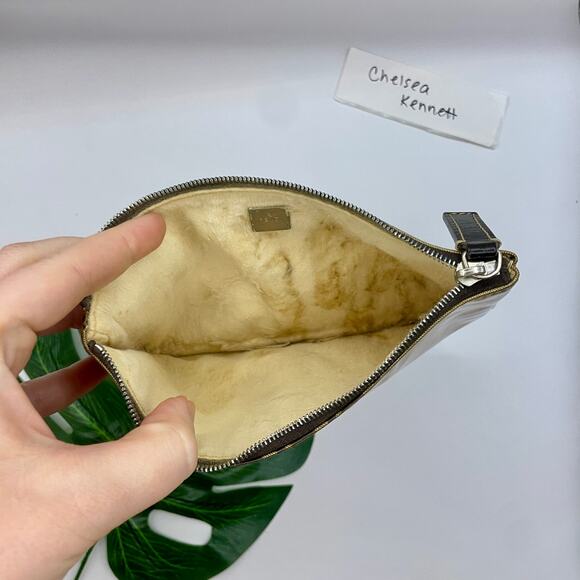 Fendi Zucca Monogram PVC Pouch Wallet Clutch Bag Cometic Toiletry F Logo Print - Picture 8 of 11